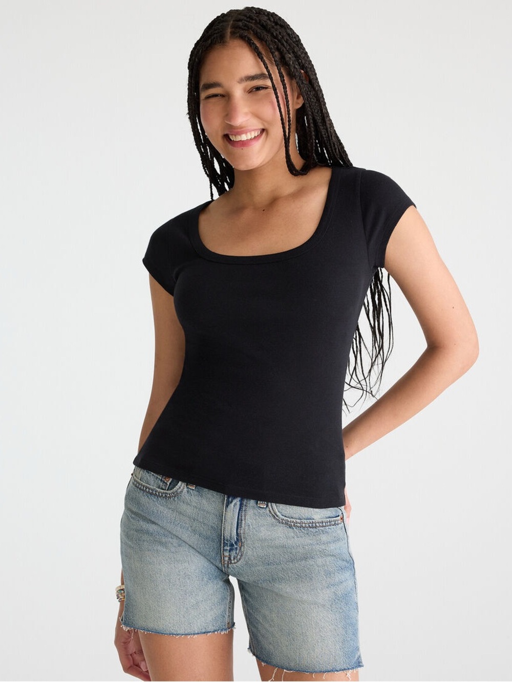 Aeropostale Black Scoop Neck Short Sleeve Tee